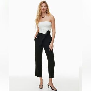 Aritzia Wilfred Tie Front Pant High Waisted Belted Crepe Pants Black Size 2
